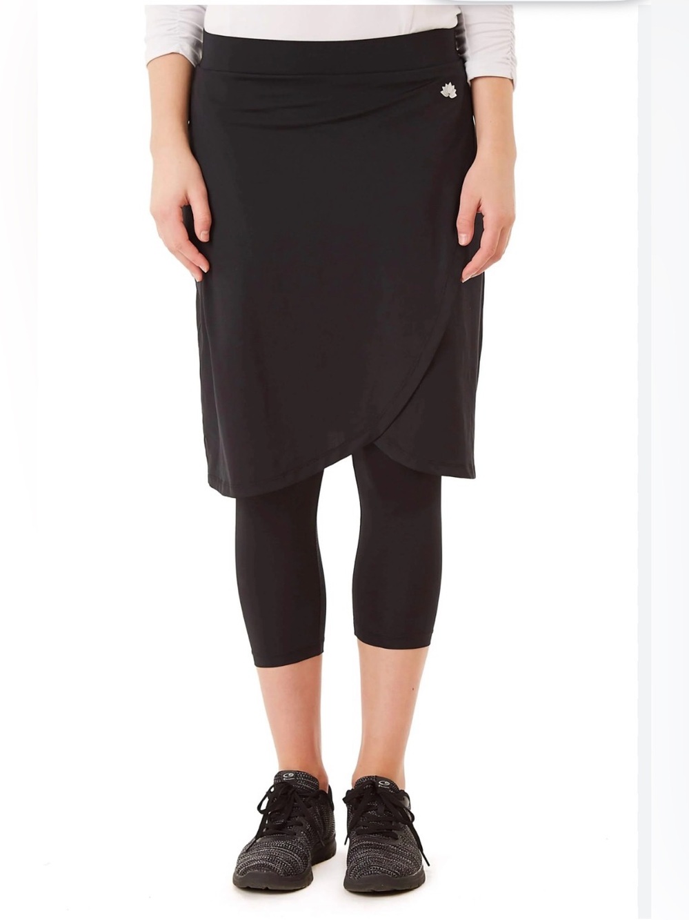 Snoga Athletics Black Faux Wrap Snoga Skirt Built-In Leggings EUC Sz L